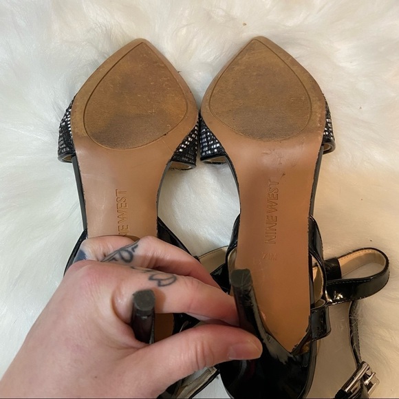 Nine‎ West women’s black pointed toe strappy stiletto heels  in size 7.5 - Picture 6 of 9